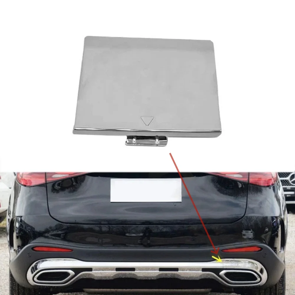 Rear Bumper Tow Hook Cover 2548857800 for Mercedes GLC For X254 2023 2024 Chrome Plated ABS 71x63mm Silver Replacement