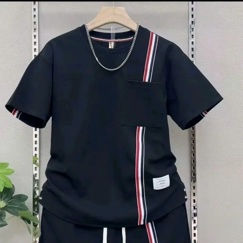 Summer new men's casual suit sportswear fattened and enlarged