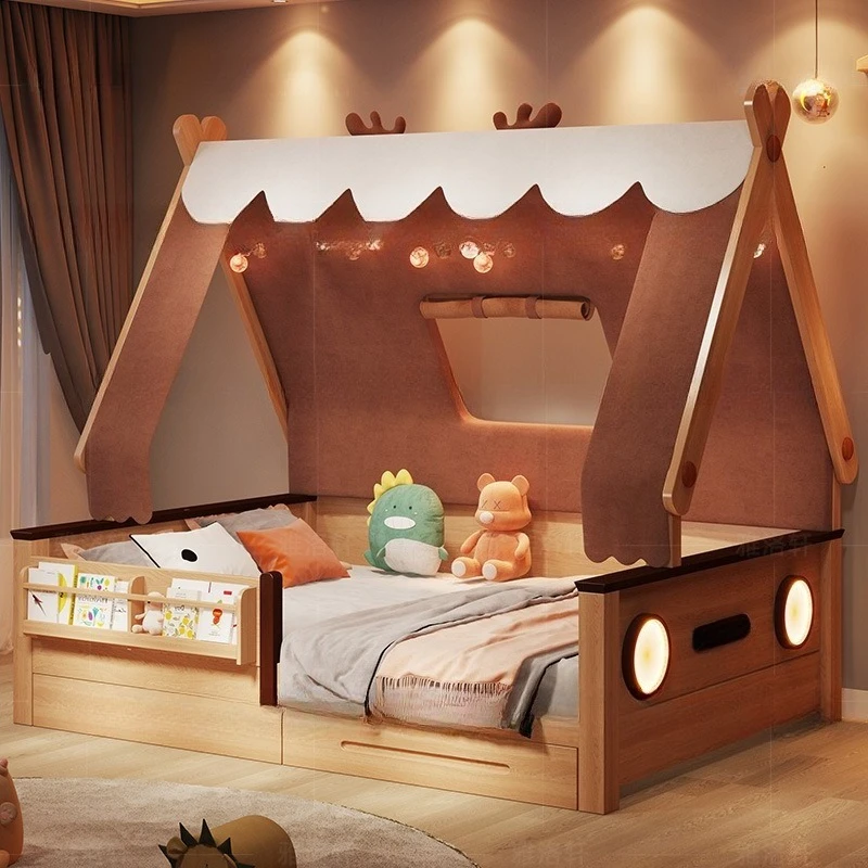 letto-per-bambini-a-forma-di-casa-sull'albero-in-legno-massello-tenda-letto-per-ragazzi-e-ragazze-camera-singola