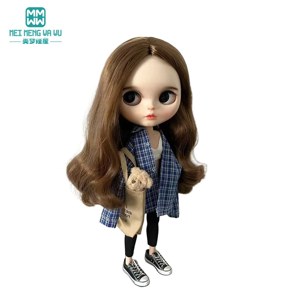 Blyth Doll Clothes Fashion plaid shirts, track jackets for Toys Azone OB23 OB24 doll accessories