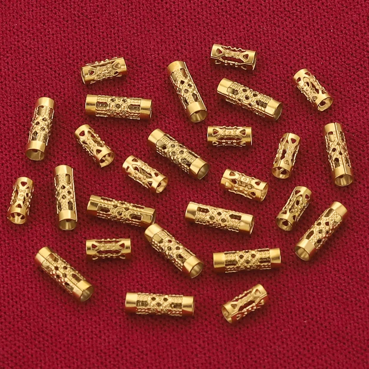 20pcs Lot Stainless Steel Hollow Tube Spacer Beads Hair Braid Beard Dread Lock Charms for Necklace Bracelet Jewelry Making
