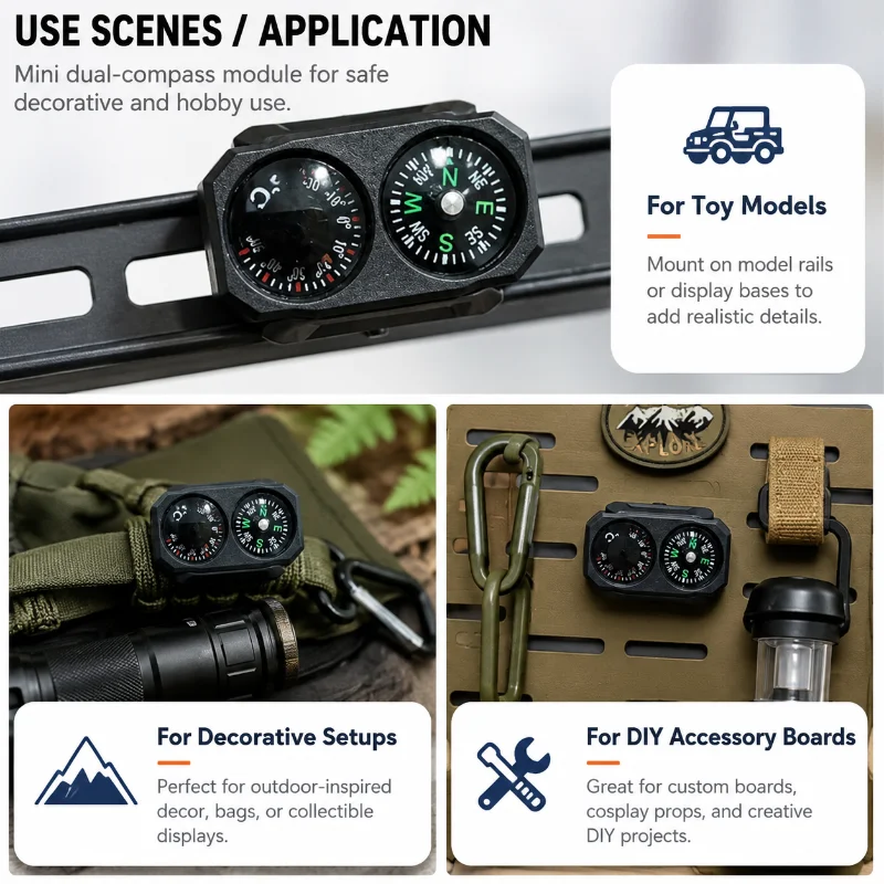 Universal 20‑22MM Rail Nylon Integrated Compass Thermometer Decorative Toy Model Accessory