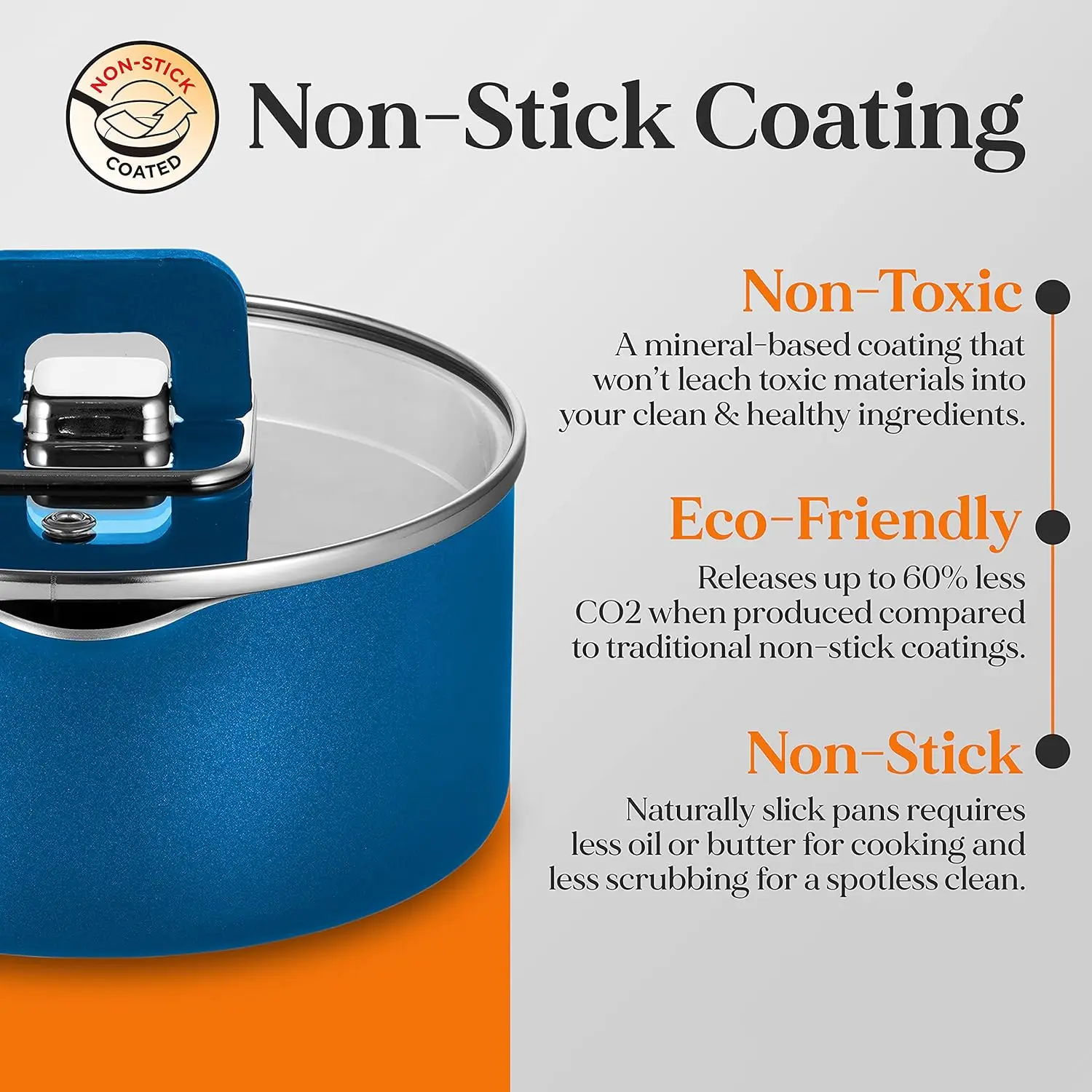 Kitchenware Cookware, Non-Stick Pans, and Pots with foldable Knob, Space Saving, Stackable, Nylon -Tools, Induction Base, Brown,