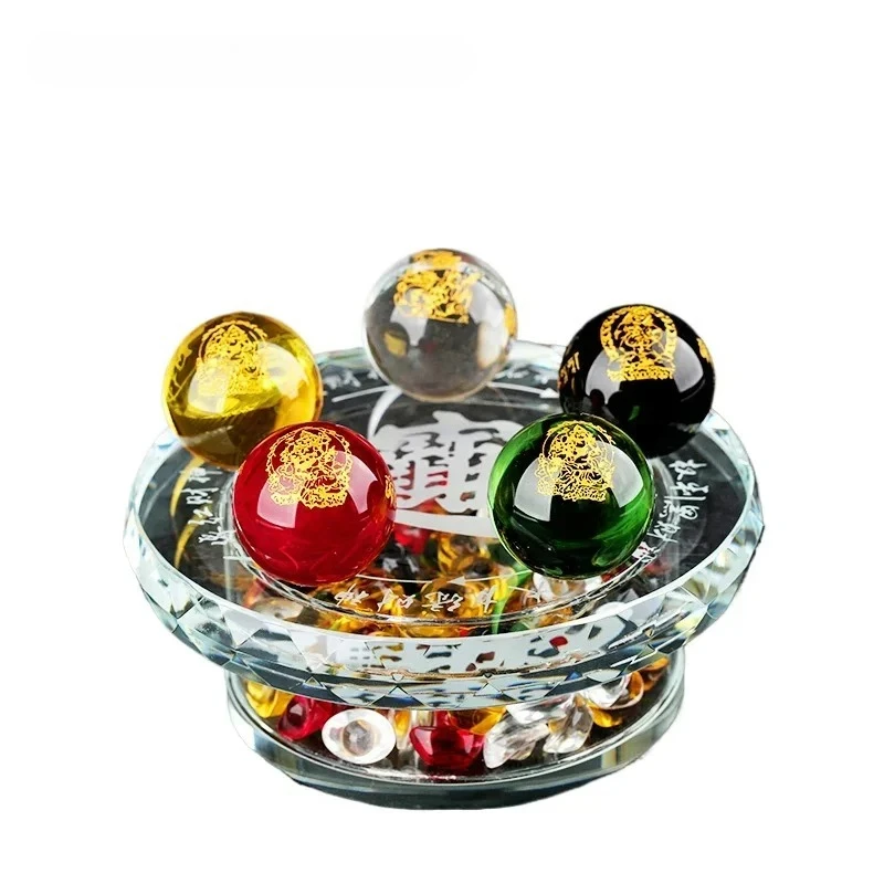 1PCS  Glass Five Road God of Wealth Seven Star Array Crystal Ball Pendant Living Room Company Office Decoration Crafts