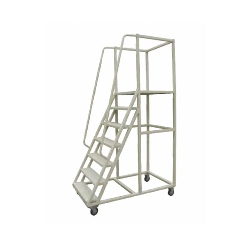 Workplace Climbing Safe Rolling Heavy Steel 6 Steps Platform Ladder with Wheels