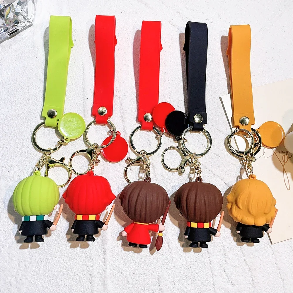 Cartoon Harri Cute Magician PVC Key Chain Bag Pendant Doll Potter Ron Weasley Pendant Couple Car Key Chain for Kid Birthday Gift