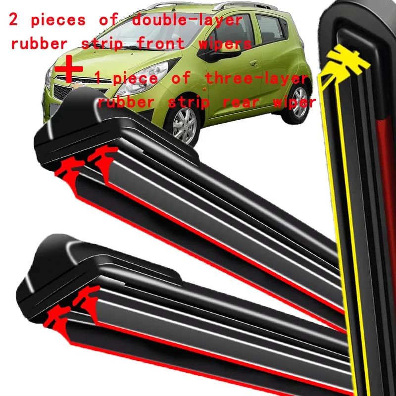 

For Chevrolet Spark M300 2009-2015 2010 2011 Wiper Front & Rear Wiper Blades Windshield Windscreen Window Brushes 21"+16"+12"