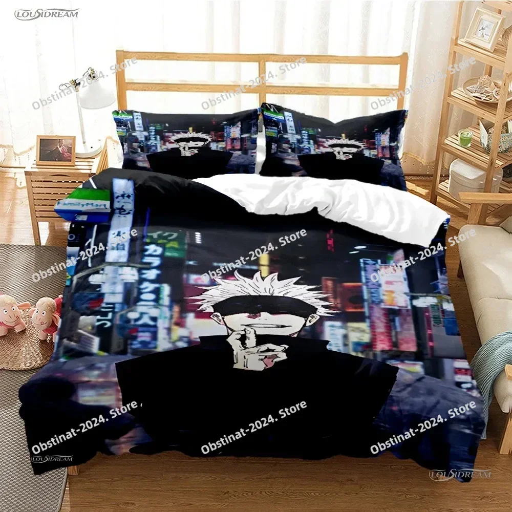 카툰 애니메이션 주술회전 4 시즌 침구 세트 베개 커버 포함 부드러운 싱글 더블 퀸 슈퍼 킹 사이즈