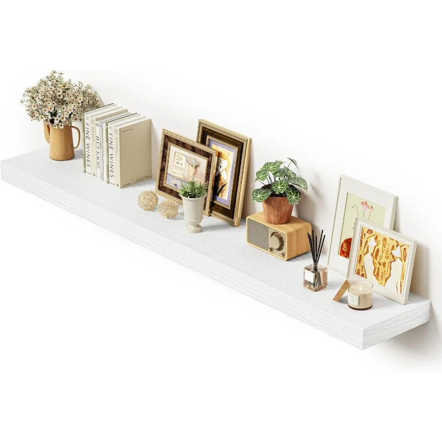 

55" Long Floating Shelves for Wall 10.3" Deeper and Thicker Storage Shelf for Living Room Kitchen Farmhouse Wall Shelves with I