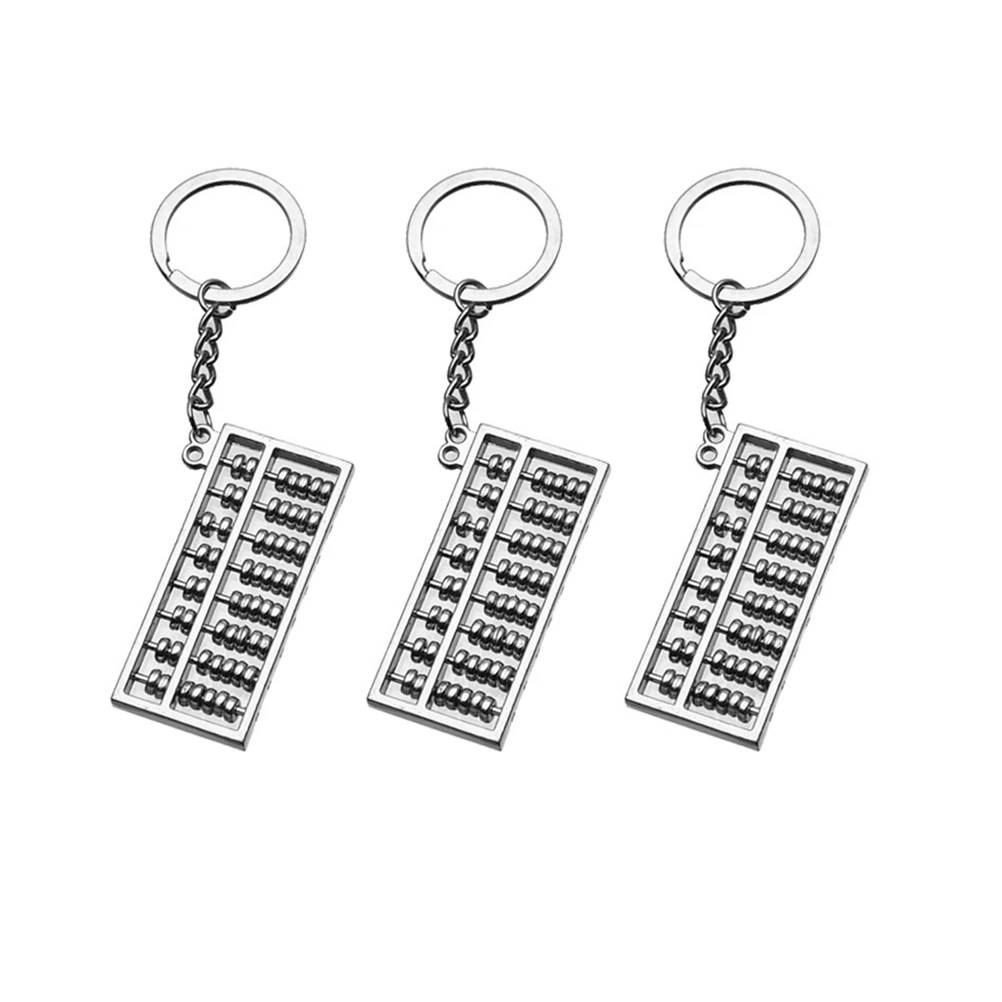 

3pcs Abacus Stylish Key Ring Silver Color Abacus Keychains Fathers Day Gift Bag Pendant Key Holder Accessories
