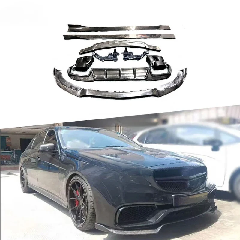Carbon Fiber Front Bumper Lip Rear Diffuser Spoiler Side Skirts Aerodynamic Parts For W212 view 4