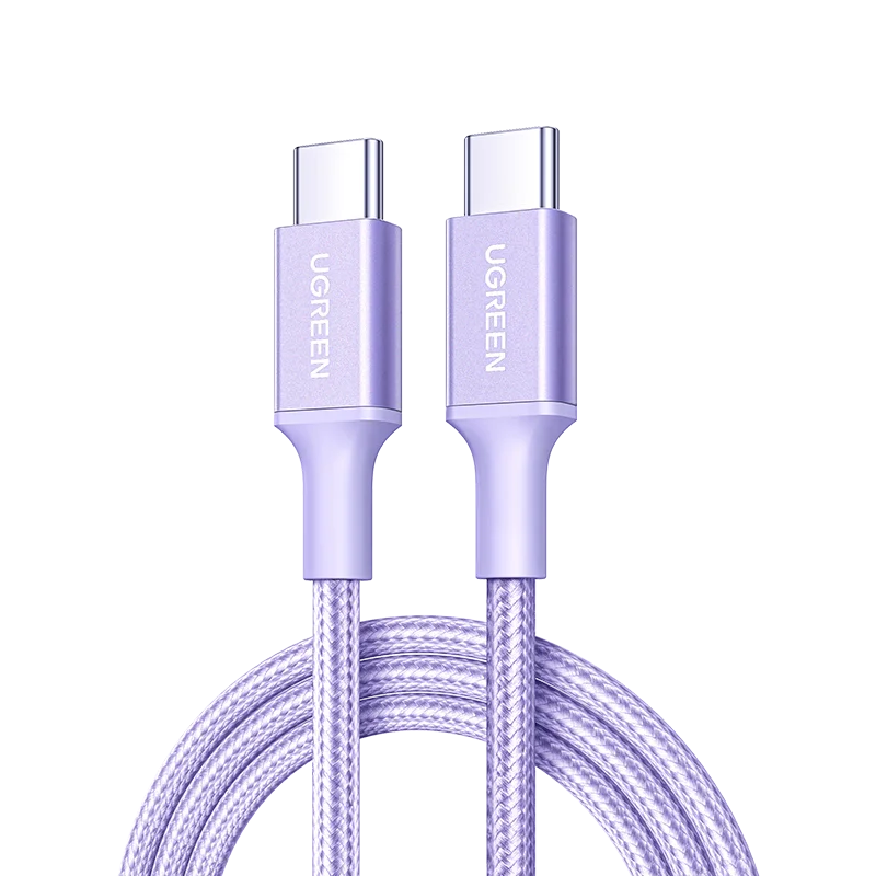 UGREEN USB-C إلى USB-C PD كابل مجدول من السيليكون للشحن السريع PD 60 وات كابل USB C