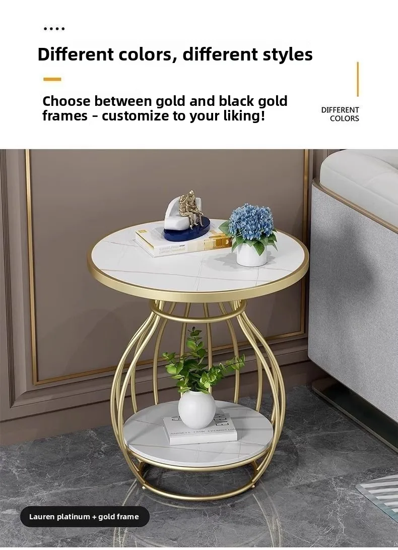 LMM Italian light luxury modern rock slab coffee table balcony living room round square side table