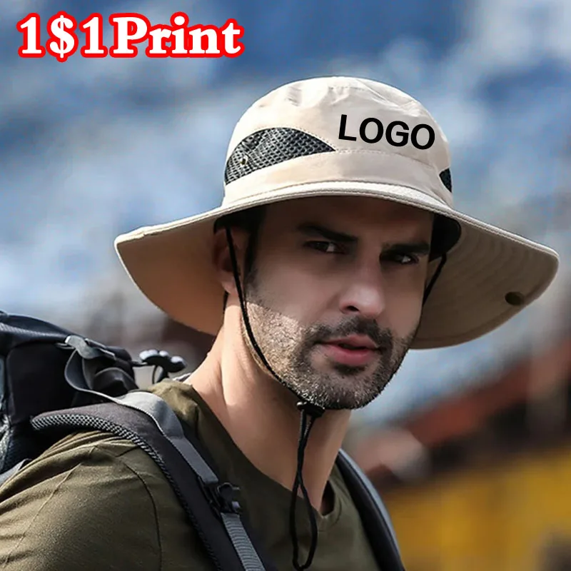 Breathable Fisherman Hat Customized Logo Men\'s and Women\'s Wide brimmed Panama Hat Outdoor Fishing and Mountaineering Hat