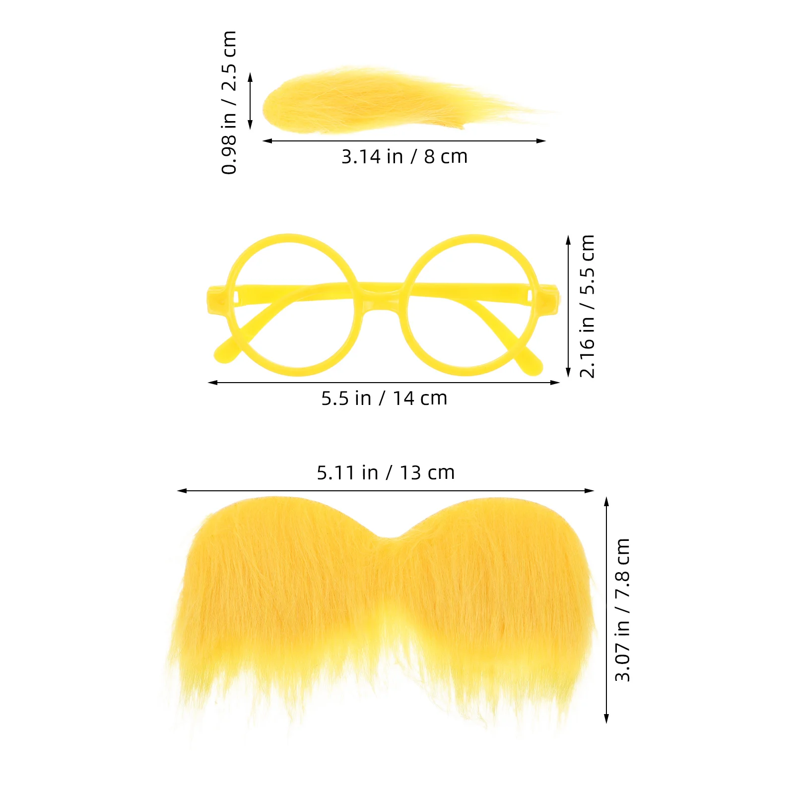 1 ensemble de lunettes jaunes, moustache, sourcils, décorations de fête, accessoires de Costume pour mascarade, carnaval, Cosplay, accessoires de stand Photo