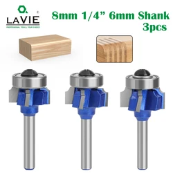 LAVIE 1pc 6mm 1/4 8 Shank Z4 Corner Round Router Bit R1 R2 R3 Trim Edging mulino per la lavorazione del legno fresa classica per legno 051-Z4