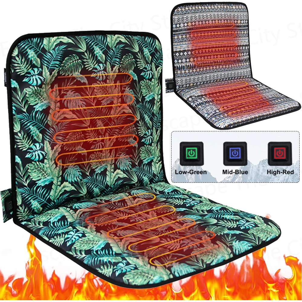 USB Heating Chair Pad Charging Heating Seat Cushion Winter Electric Heating Pad Warmer Cover for Home Office Camping Fishing