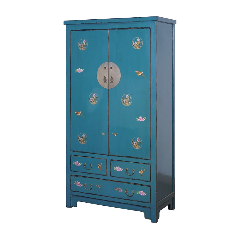 

New Chinese storage antique hand-painted solid wood living room cabinet classical customization