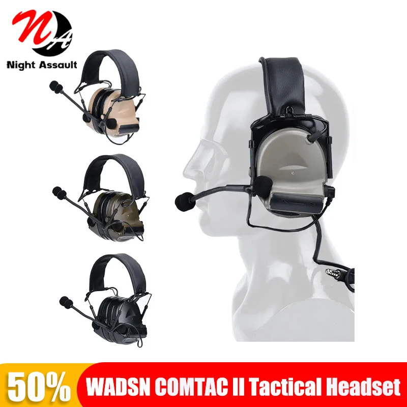 WADSN Comtac II Headset Tactical Outdoor Shooting Headphone C2 Military CS Wargame Earphone NO Noise Reduction Kenwood U94 PTT