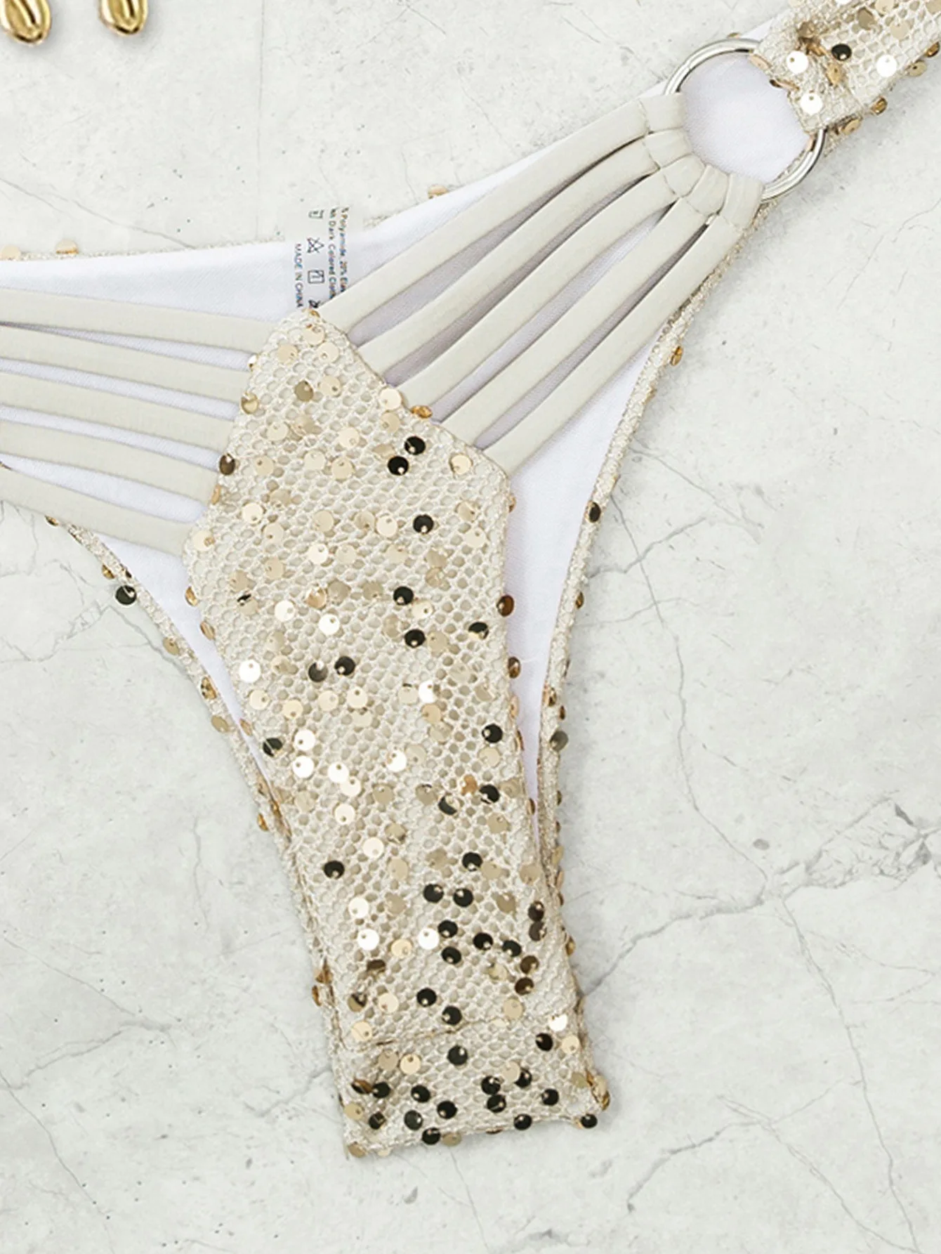 Sexy paillettes pendentif bikini ensembles deux pièces anneau en métal micro cravate taille haute maillots de bain maillots de bain maillot de bain maillots de bain