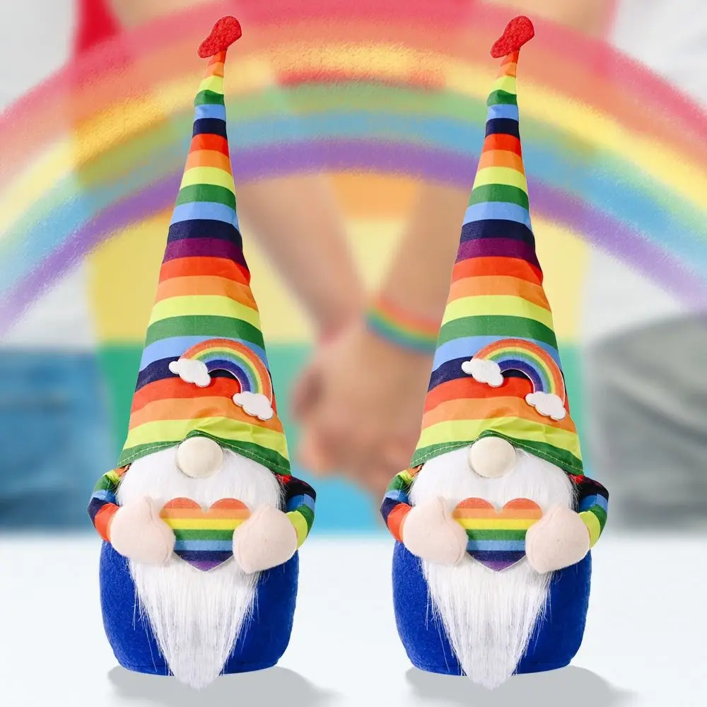 Eco-friendly Cloth Rainbow Rudolph Beard Love Heart Rainbow Faceless Doll Adorable Colorful Holiday