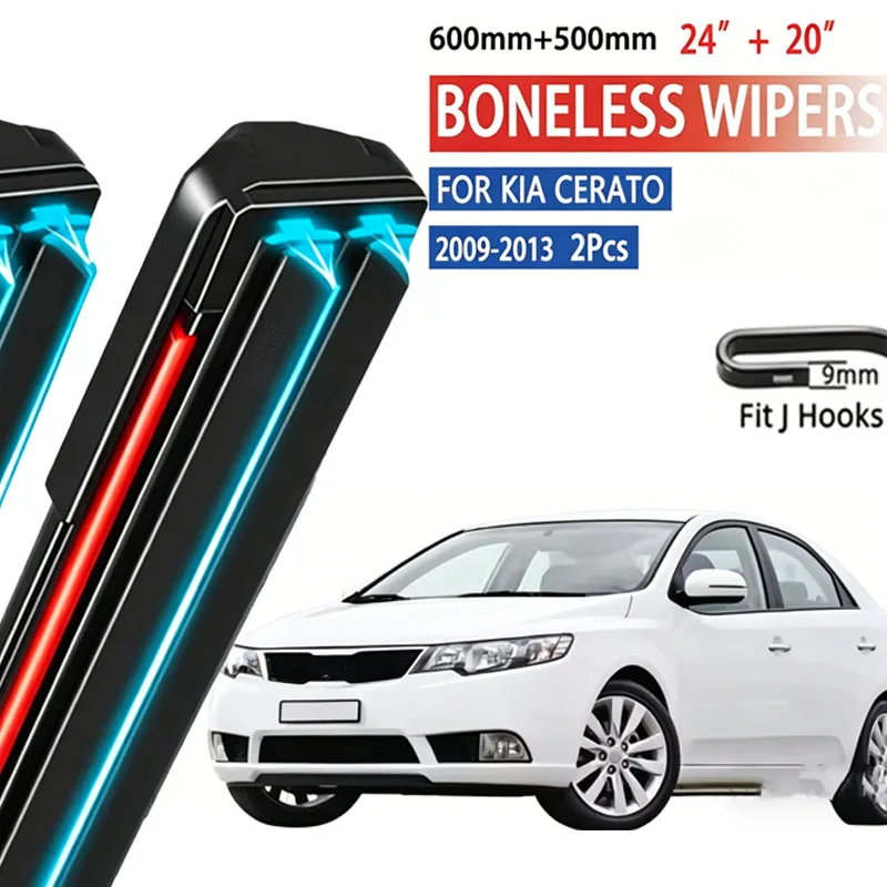 

2pcs For Kia Cerato MK2 2009 2010 2011 2012 2013 Car Front Wiper Soft Rubber Boneless Wiper HD Quiet Automotive Wiper 24"+20"