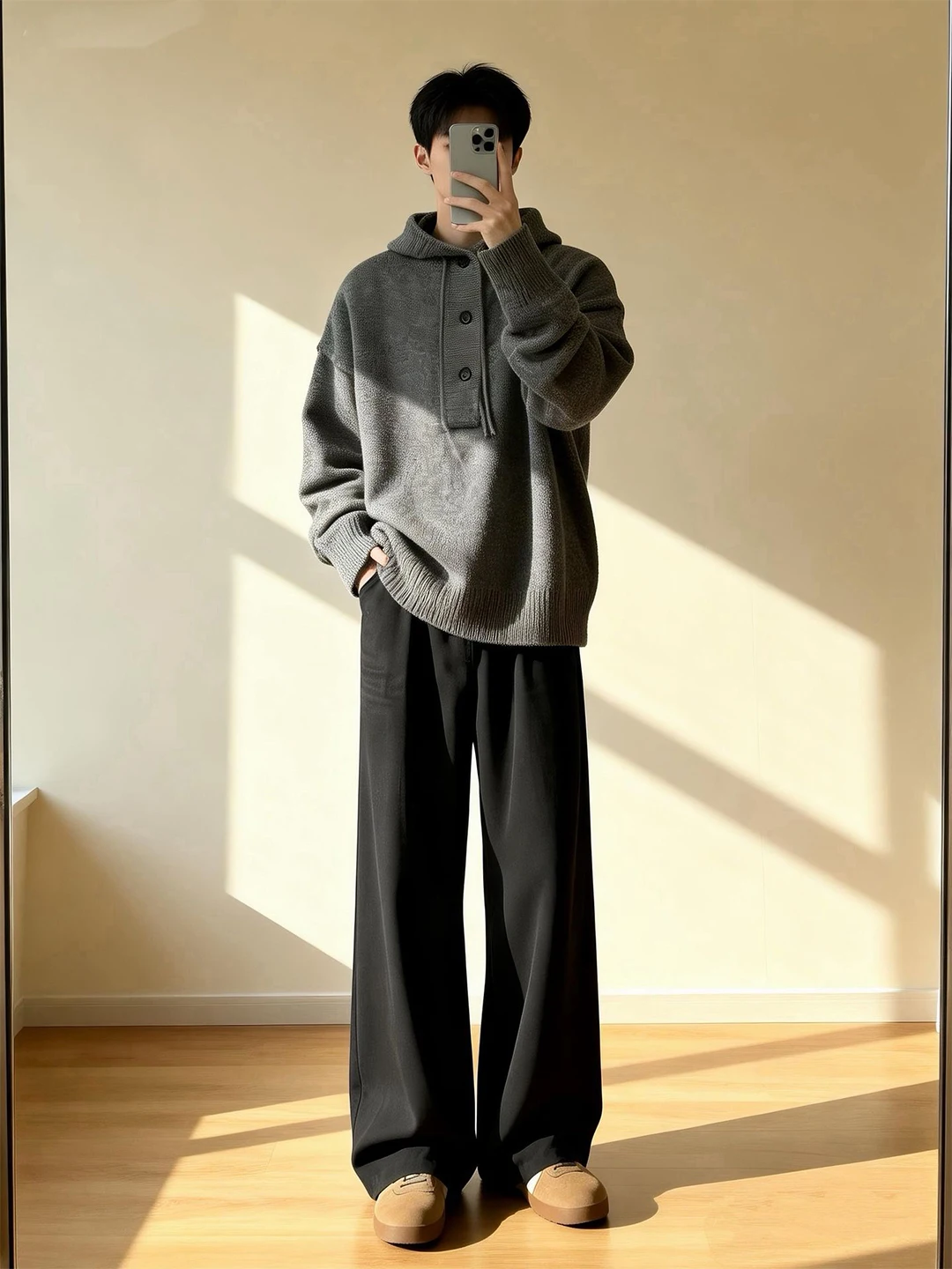 

Bla Wide Leg Knife West Pants Men Winter Fce Casual Loose Micro Flared Trousers Cleanfit Straight Cut Jeans for Teens