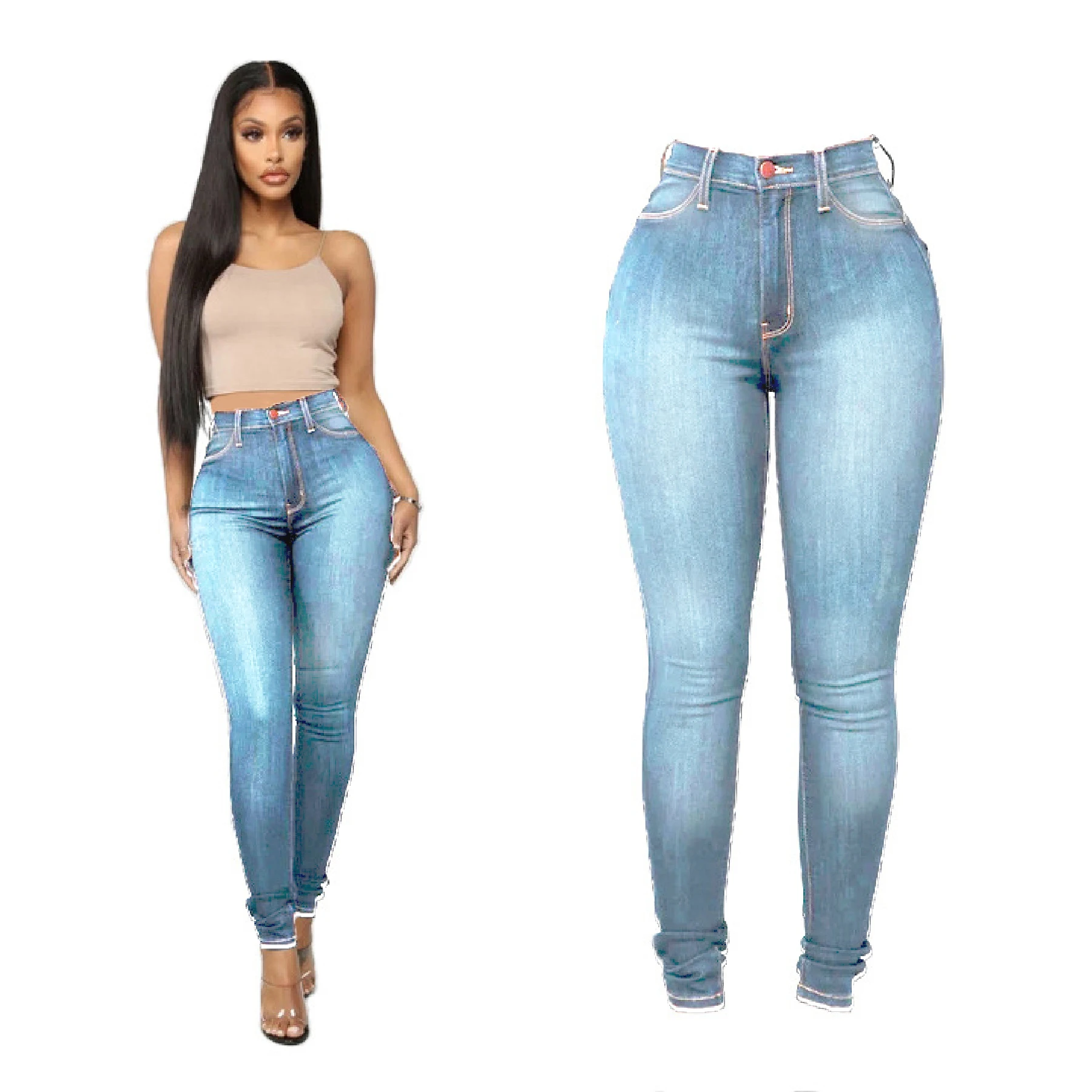 

Woman's Summer Jeans denim high waist jeans street play cultivate one's morality pants shaping figure with high waist jeans