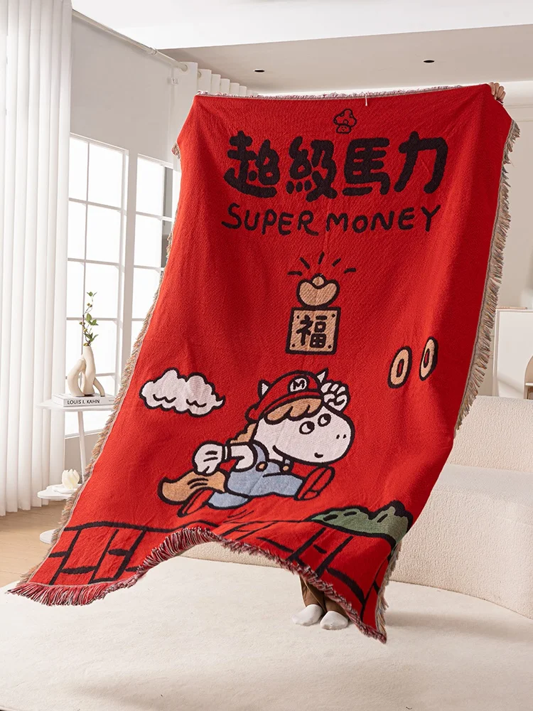 

Суперплед красный, новогодний подарок, покрывало для дивана, плед в мультяшном стиле, постельное белье, плед для отдыха, всесезонное использование