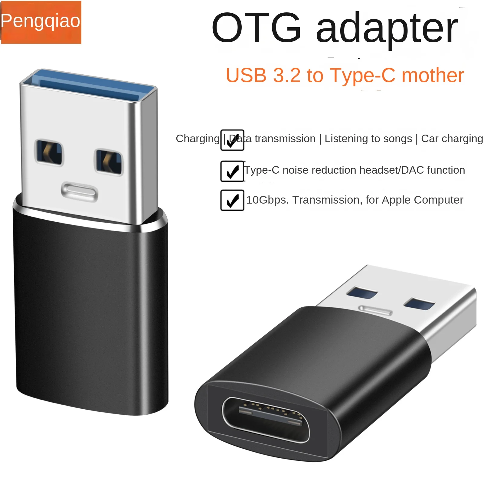 Adaptador USB a tipo C 3.2A convertidor hembra de público a C adecuado para Android, Huawei, adaptador de carga Apple