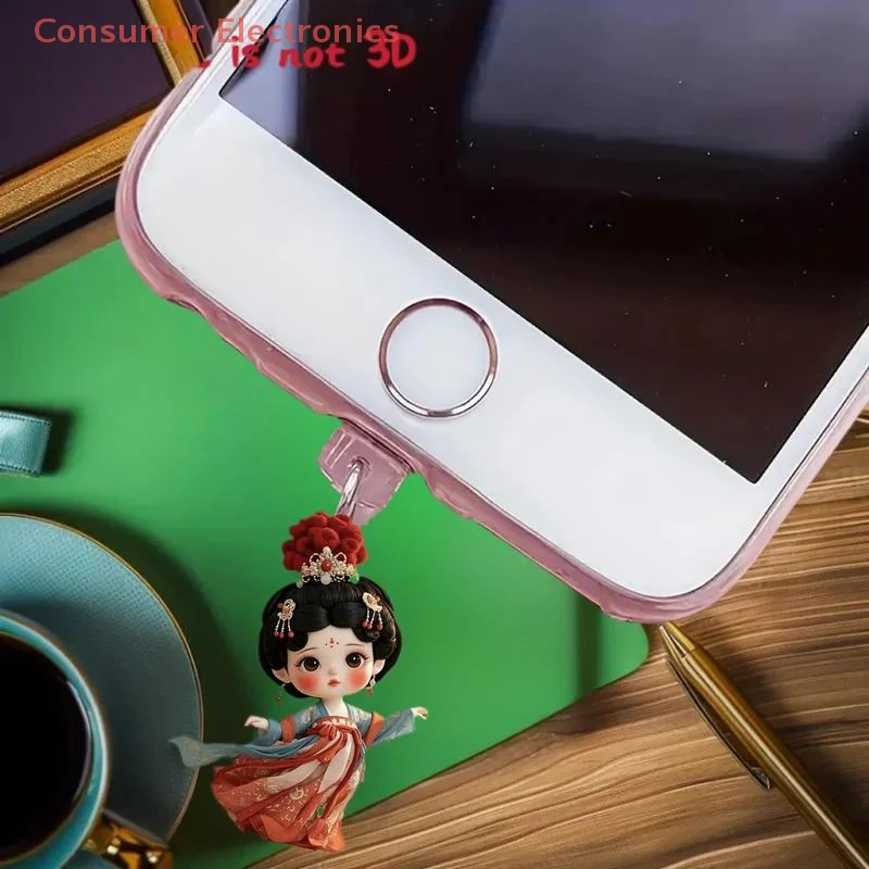 Pack of 2, Adorable Angel Fairy Cat Dust Plugs for Phones with Type-C Interface, DIY Accessory