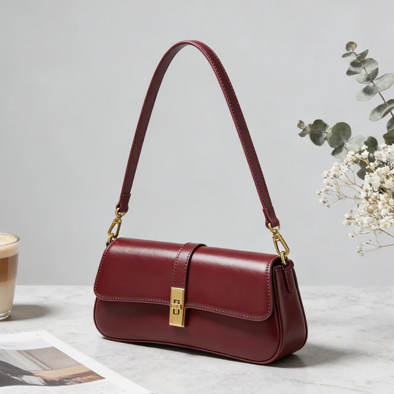 

HIFASHION Trendy Genuine Leather Shoulder Handbags For Women Retro Cowhide Flap Crossbody Bags Daily Work Shopping Travel Purses