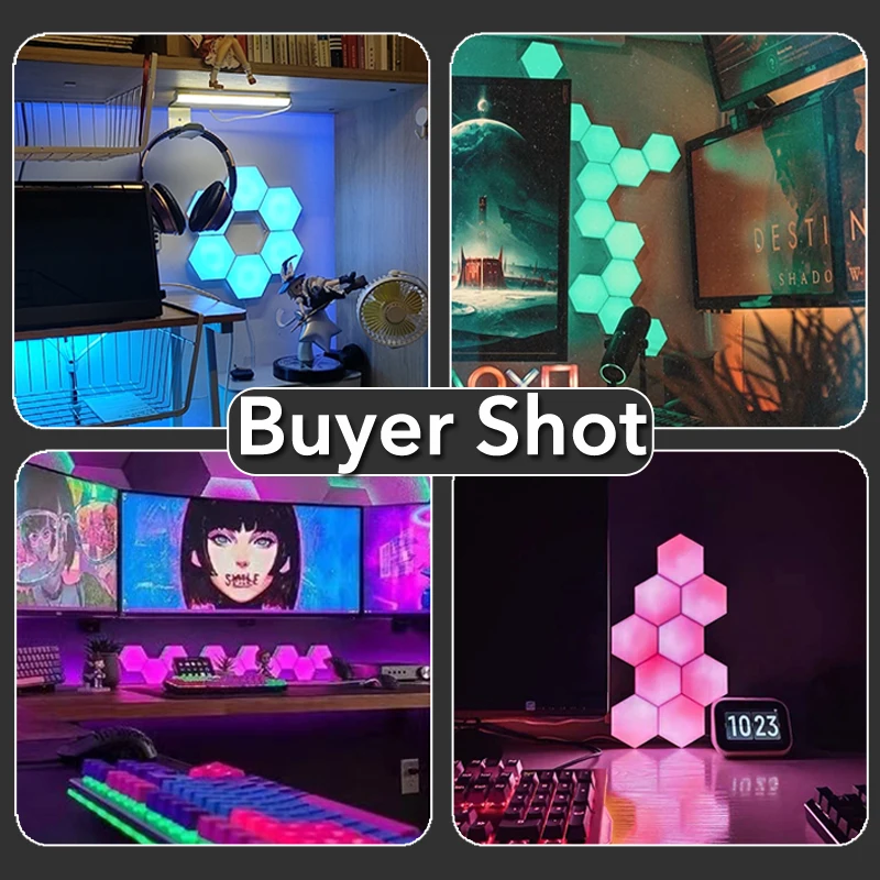 DIY Wall Lamp TUYA Smart APP LED Light RGB Dimming Night Lamp Indoor Home Decor Bluetooth WIFI Gaming Ambiance Computer Bedroom