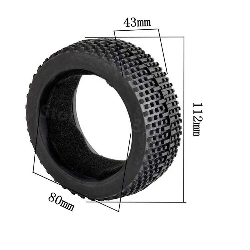 2Pcs Remote Control Car 1/8 Buggy Rubber Tyre Tire Wheel HSP 112*43mm For Nitro Power Baja HPI HIMOTO