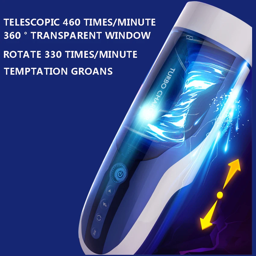 Full Automatic Telescopic Rotation Vagina Male Transparent Masturbator Sex Moan Piston Thrusting Pussy Sex Machine Toys For Men