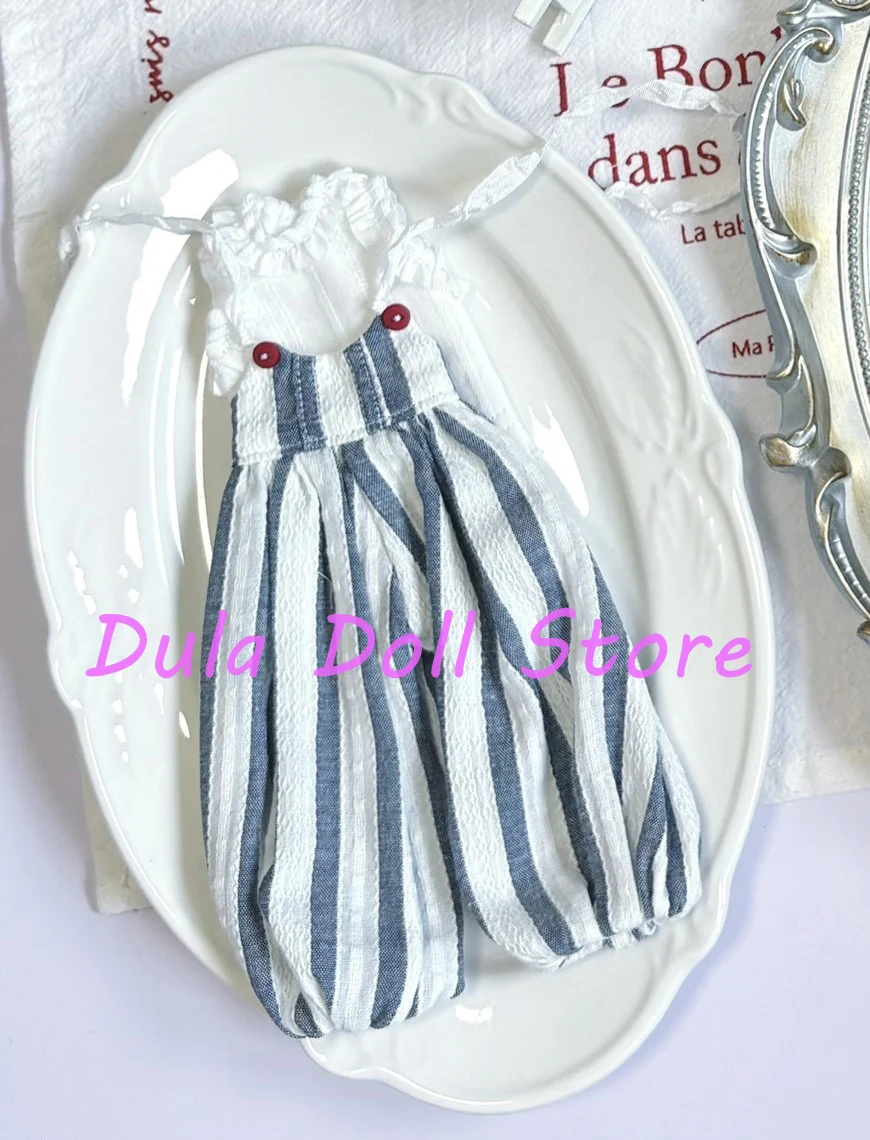 

Одежда для кукол 2026 Dula: серые полосатые брюки-фонарики с цветочным платьем, аксессуары для кукол Blythe ob24 ob22 ICY JerryB 1/6