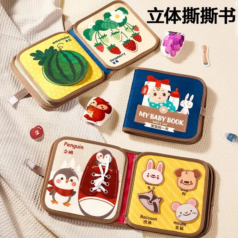 

Тихая книга из ткани для рук, раннее образование, разрывная книга на липучке, познавательная книга, слезная паста, детские игрушки