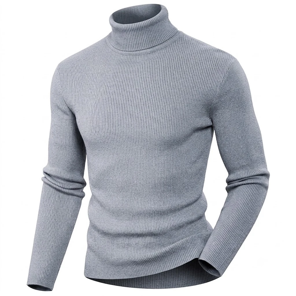 Neuer Herren-Rollkragenpullover Einfarbiger Gestrickter Pullover Hochgeschlossener Warmer Lässiger Sweater Herren Winter Outdoor Strickmantel Oberteil – Detail 12