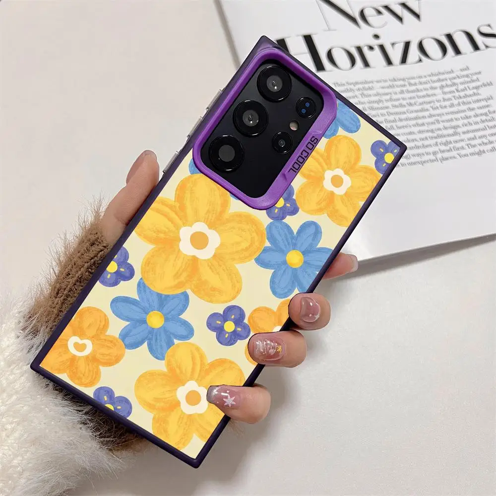 حافظة هاتف محمول على شكل زهرة صفراء مطلية بالزيت مناسبة لهاتف سامسونج S25 24 23 22 21 20 Plus/Ultra/FE مضادة للسقوط والصدمات #6