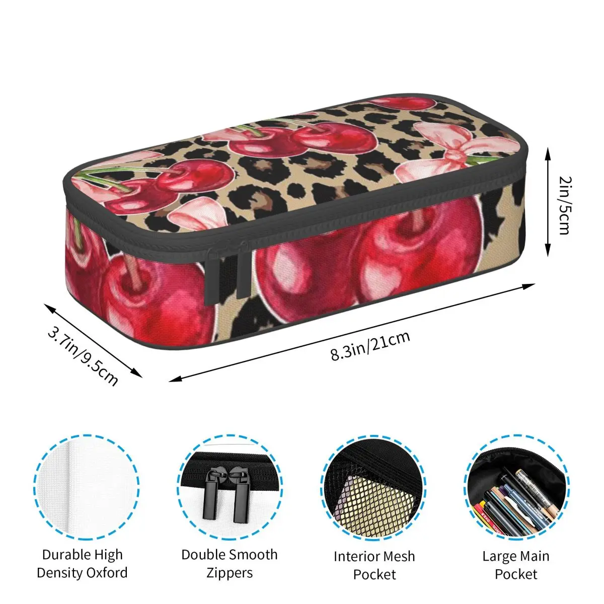 Cherry Pencil Case for Boy Girl School Pen Box Pencil Bag Stationery Supplies Pen Holder Bag