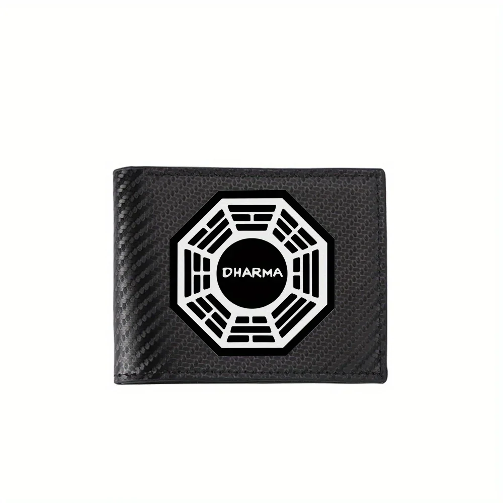Black white octagon circle Dharma Men's Wallets Simple Business Modern Stylish Printing Design Gifts For Father Boyfriend Christ