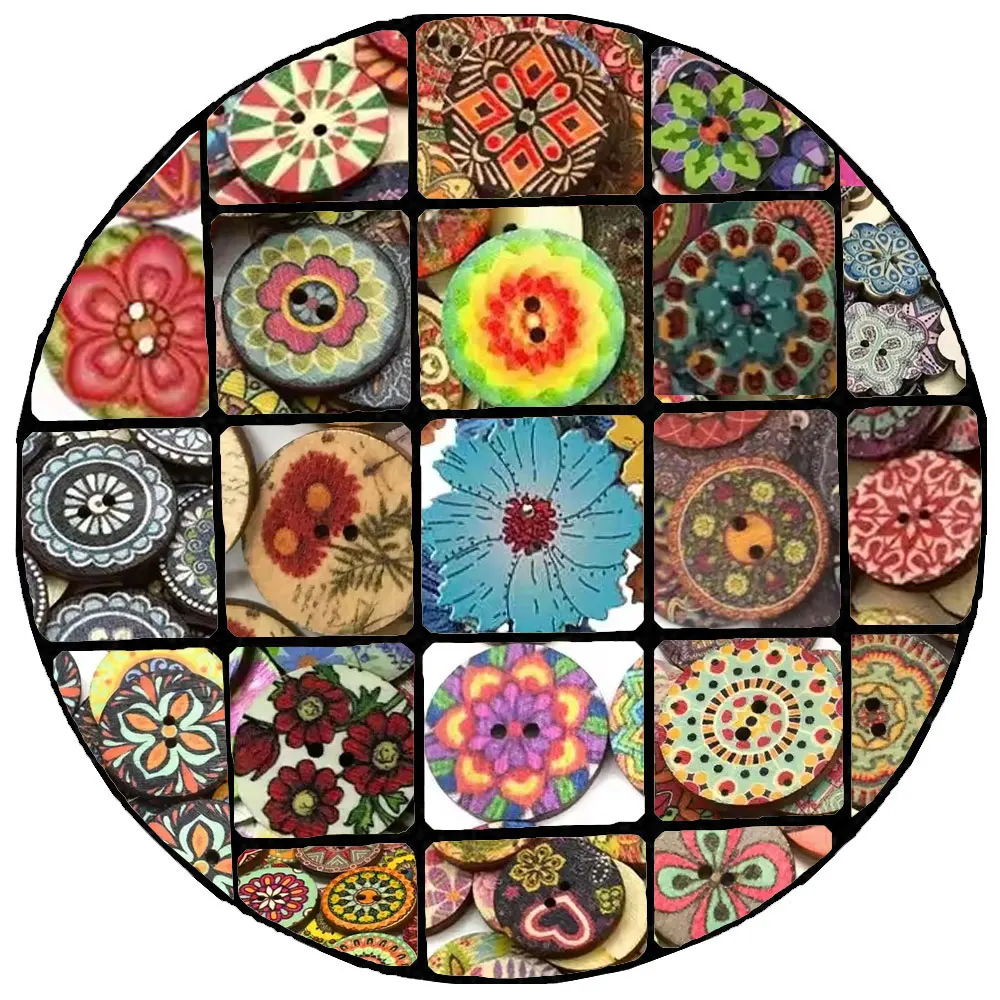 

300PCS 20/25mm 2-Hole Natural Wooden Buttons Chrysanthemums Wooden Buttons Sewing Accessories Holiday Decorations Handmade Diy