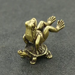 Antique Play Brass Tortoise Frog Miniature Statue Decoration Desk Decoration Home Decoration Bronze Sculpture