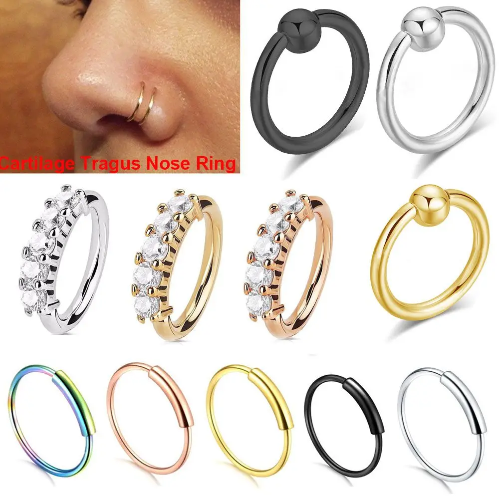 الجراحية الفولاذ المقاوم للصدأ الأذن ثقب الشفاه الدائري الزنمة الأذن هوب هيئة ثقب المجوهرات الإكسسوارات الأنف الدائري
