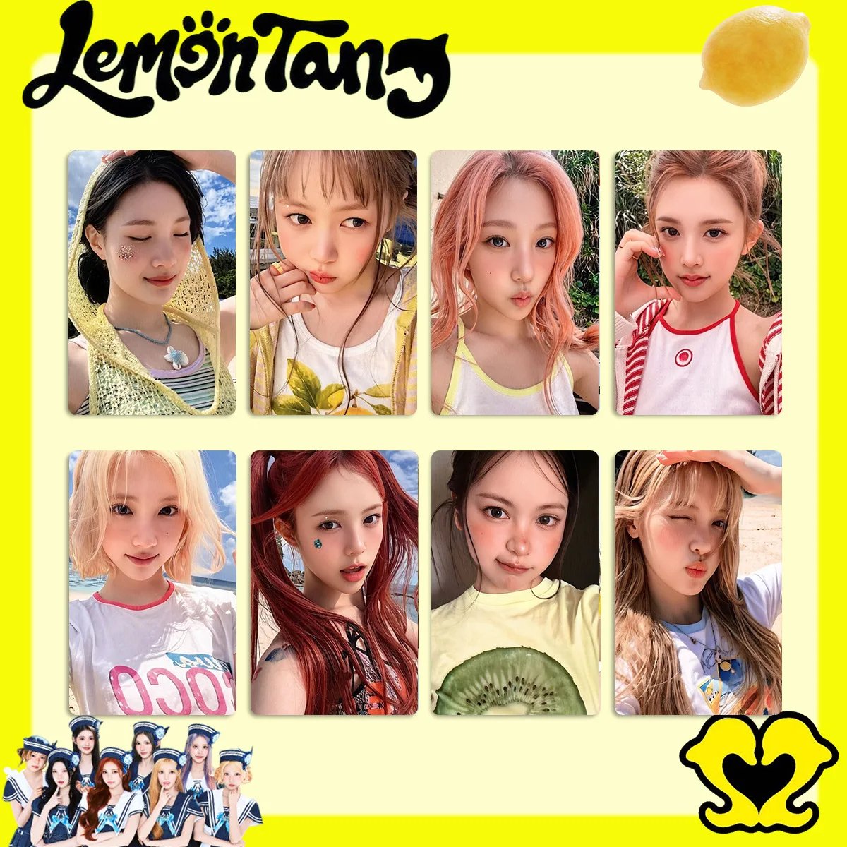 8PCS Kpop Girl Group 'LemonTang' Album Photocards Set with JIWOO CARMEN YUHA STELLA JUUN A-NA IAN YE-ON HD Collectible Fans Card