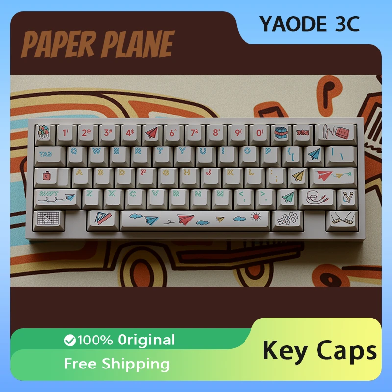 Alephkey Papier Vliegtuig Thema Keycap Set Cherry Profiel Pbt Dye-Sublimatie Toetsenbord Cap Aangepaste Mechanische Toetsenbord Accessoires