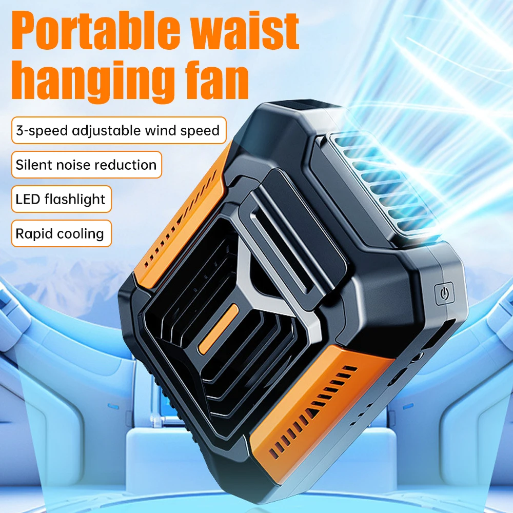 

Rechargeable Waist Clip Fan Hanging Neck/Waist Fan Outdoor Sports Camping Cooling Fan Bladeless Air Cooler Mobile Power Bank