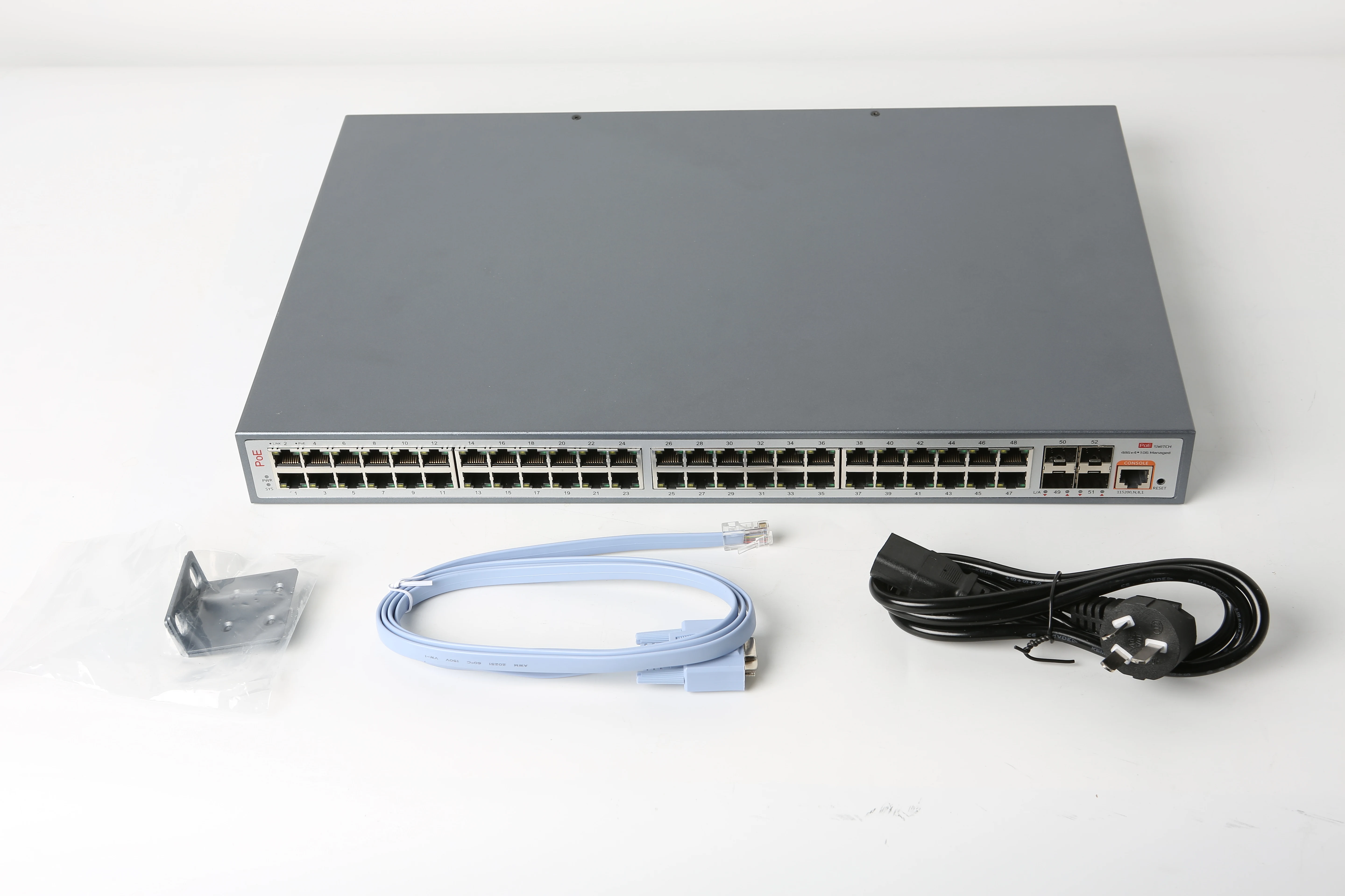 Hioso 48+4 POE Switch full gigabit layer 2 managed network 48port switch 48 ethernet 4 sfp+ 10G