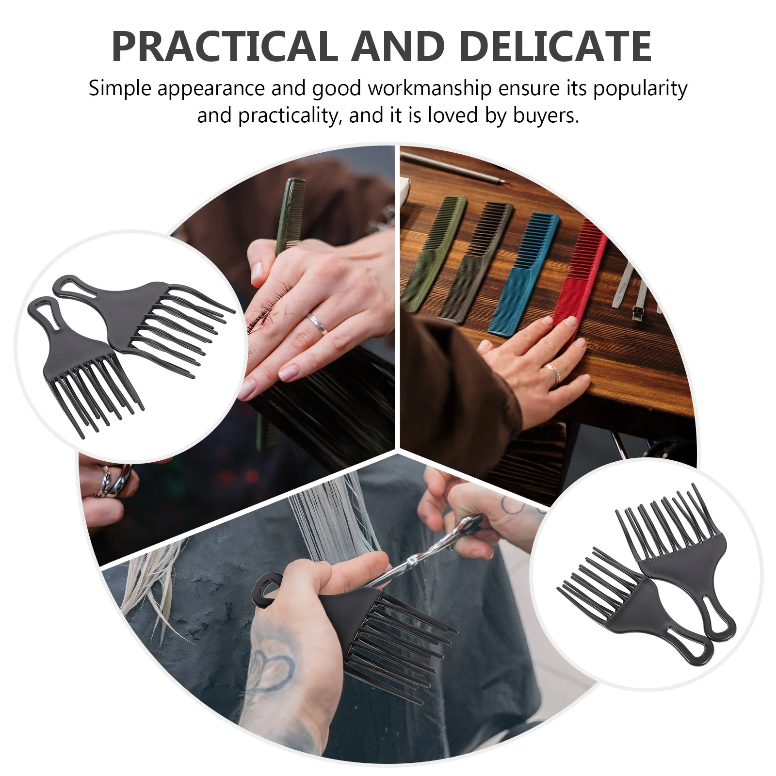 

2pcs Plastic Teeth Combs Wide Tooth Detangling Comb For Long Thick Hair Multi-Purpose Hairstyling Accessories Salon Comb