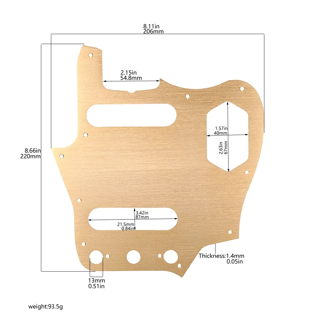 1pcs Guitar Pickguard Scratch Plate 10 Holes Anodized Aluminum  for Jaguar Guitar Parts & Accessories